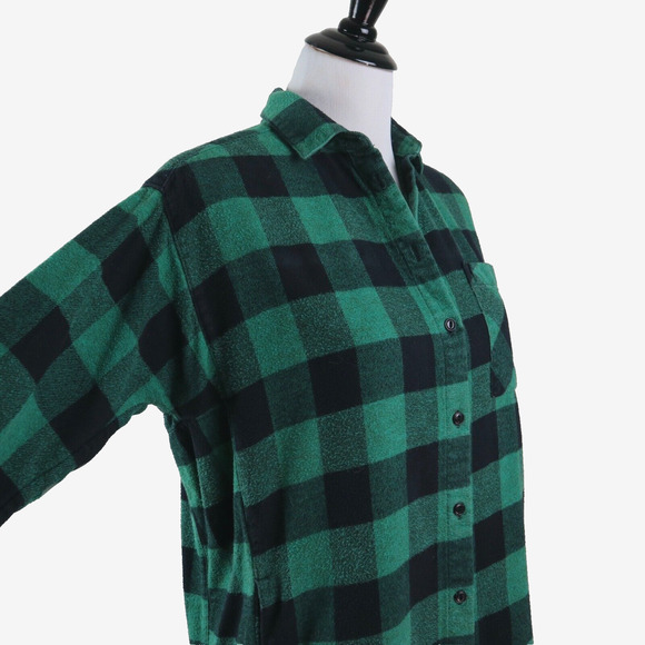 Madewell Size S Buffalo Check Flannel Shirt Plaid Green Black - Picture 6 of 10